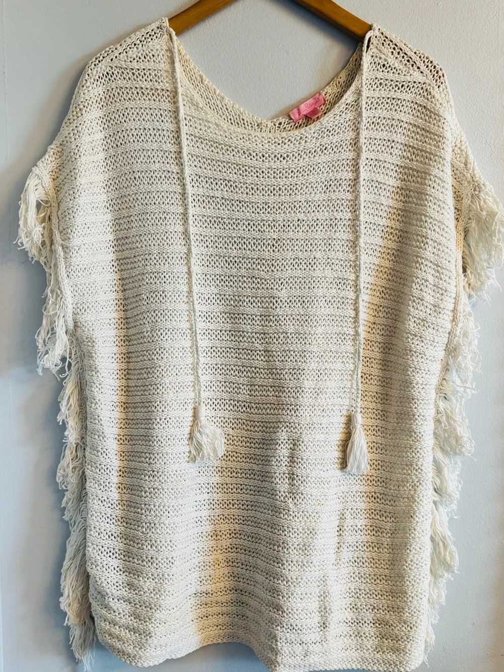 Lilly Pulitzer Oceania Side Fringes Knit Cover Up Beach Coastal Women's L/XL